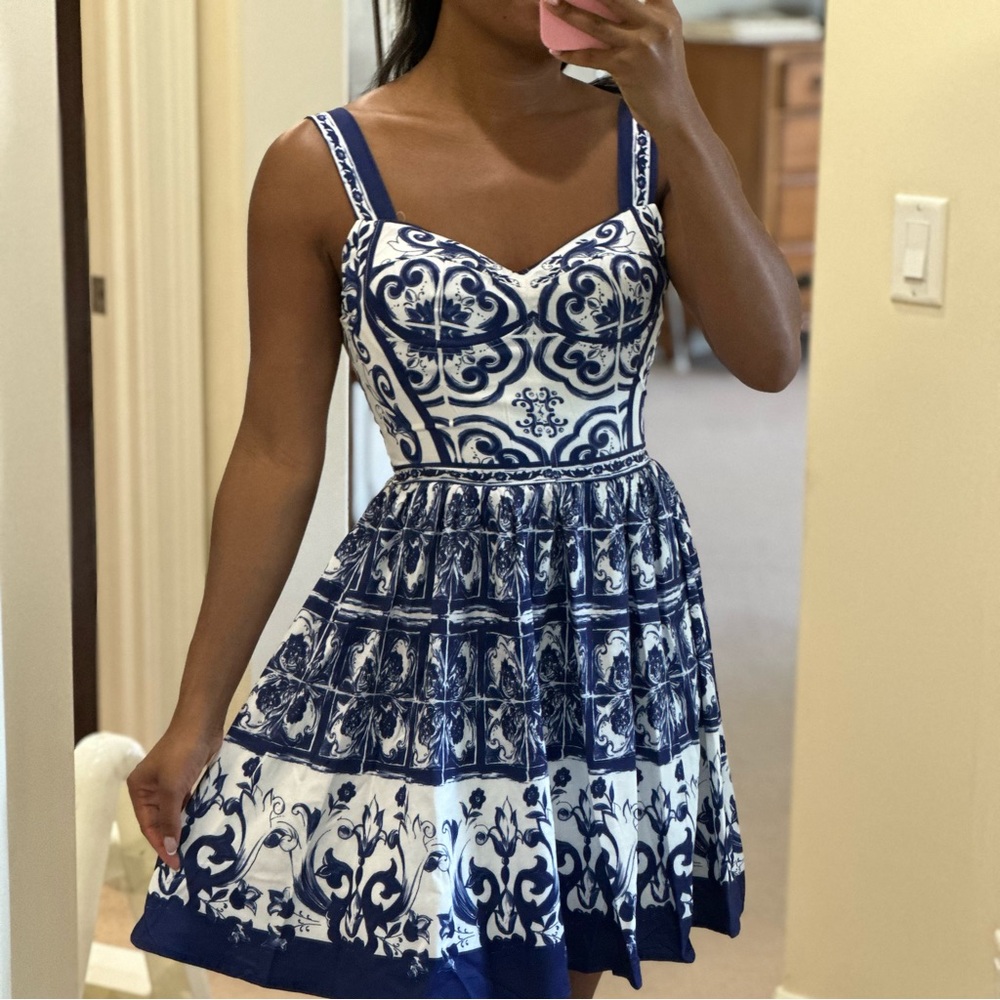 Blue / White Print Dress
